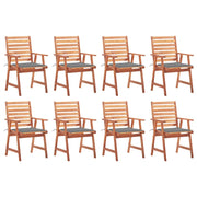 Tuinstoelen massief acaciahout 8 stuks grijs