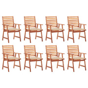 Tuinstoelen 8 stuks massief acaciahout met kussens