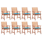 Garden Chairs with Cushions Solid Acacia Wood 8