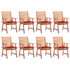 Garden Chairs with Cushions Solid Acacia Wood 8