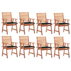 Garden Chairs with Cushions Solid Acacia Wood 8