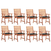 Tuinstoelen massief acaciahout 8 stuks zwart