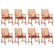 Tuinstoelen massief acaciahout set van 8 rood