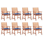 Garden Chairs with Cushions Solid Acacia Wood 8