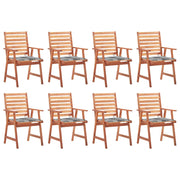 Tuinstoelen massief acaciahout set 8 stuks met kussens