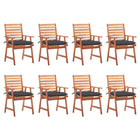 Garden Chairs with Cushions Solid Acacia Wood 8