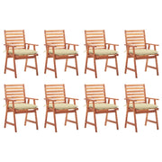 Tuinstoelen massief acaciahout crème 8 stuks