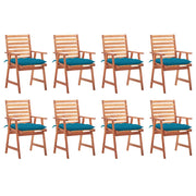 Tuinstoelen massief acaciahout blauw 8 stuks