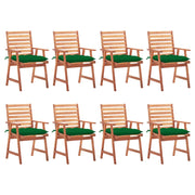 Tuinstoelen massief acaciahout groen 8 stuks
