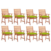 Tuinstoelen set massief acaciahout groen 8 stuks
