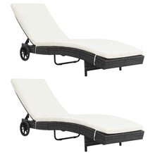 Ligbedden Met Wielen En Kussens Poly Rattan 2 Zwart