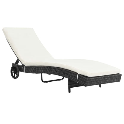 Ligbedden Met Wielen En Kussens Poly Rattan 2 Zwart