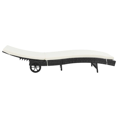 Ligbedden Met Wielen En Kussens Poly Rattan 2 Zwart