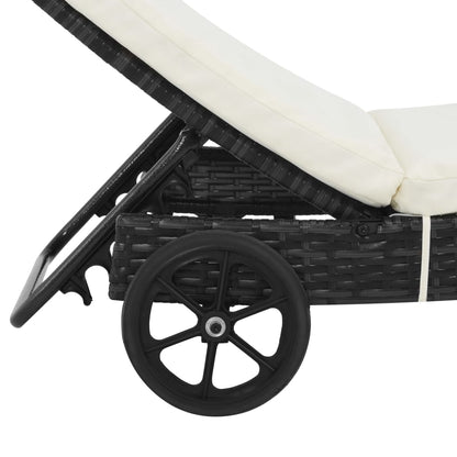 Ligbedden Met Wielen En Kussens Poly Rattan 2 Zwart
