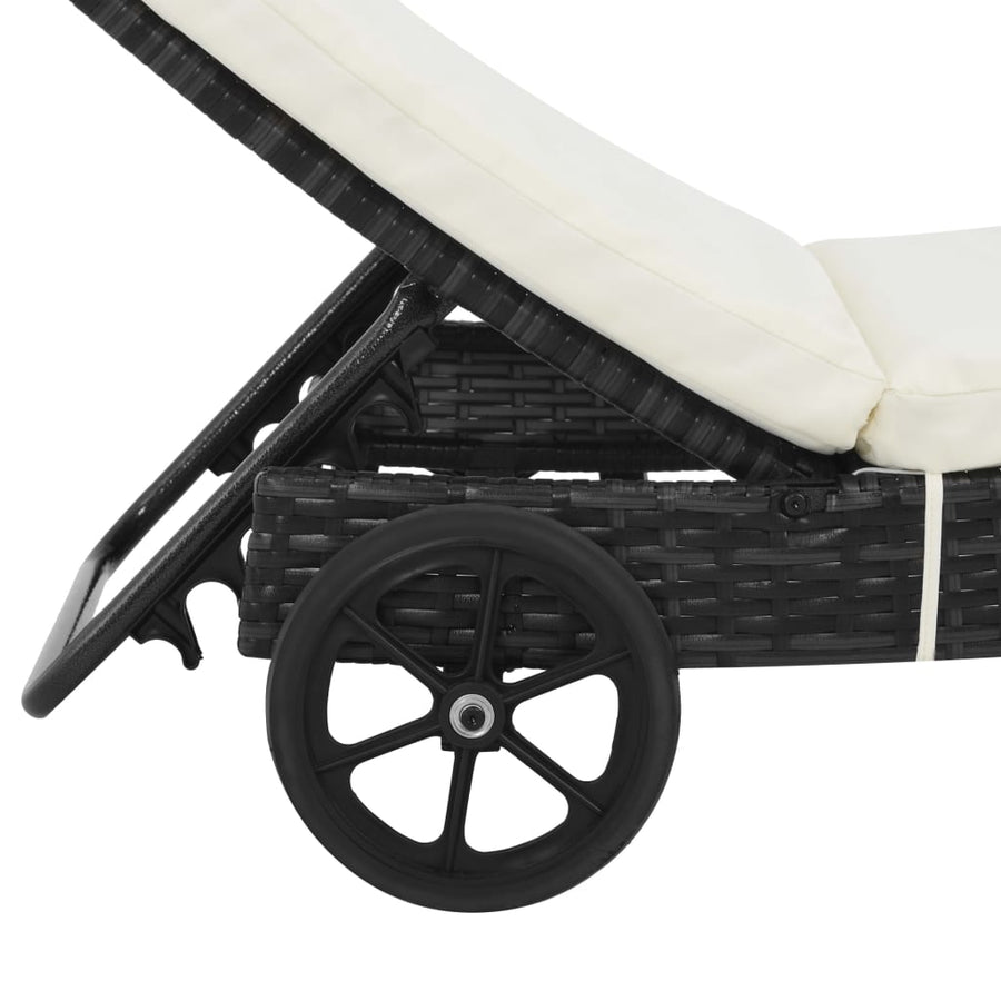 Ligbedden Met Wielen En Kussens Poly Rattan 2 Zwart