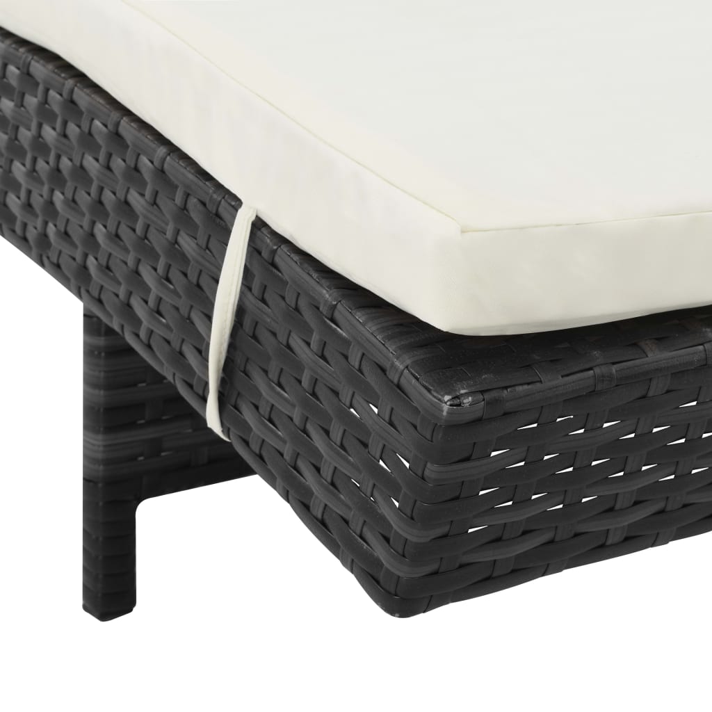 Ligbedden Met Wielen En Kussens Poly Rattan 2 Zwart