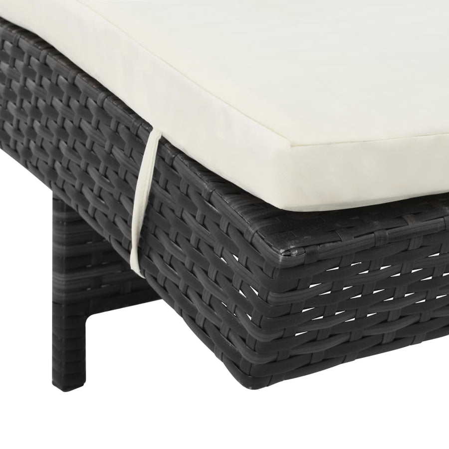 Ligbedden Met Wielen En Kussens Poly Rattan 2 Zwart