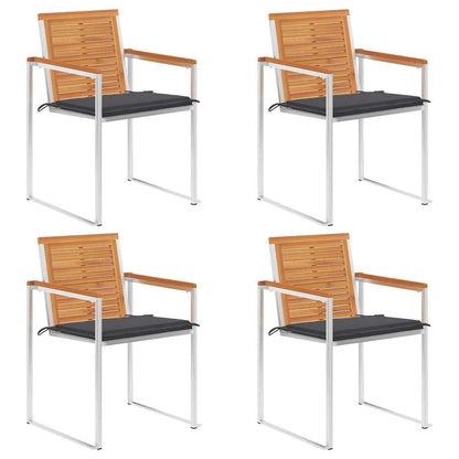 Tuinstoelen 4 St Met Kussens Massief Acaciahout Antraciet
