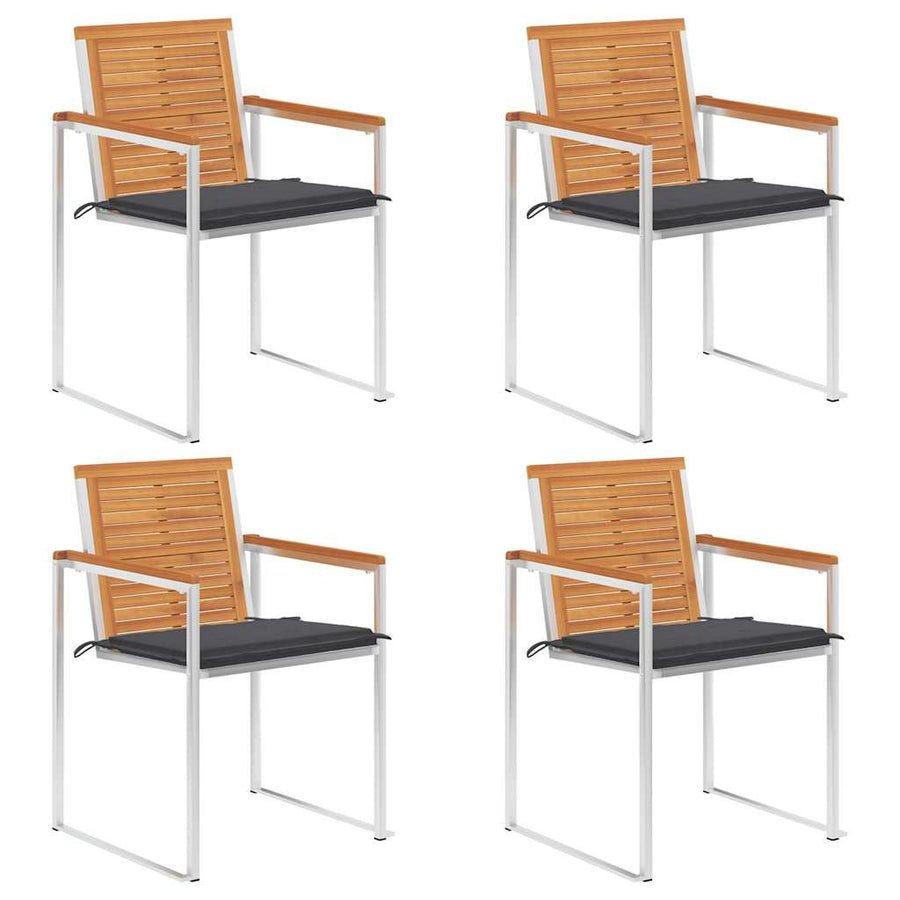 Tuinstoelen 4 St Met Kussens Massief Acaciahout Antraciet