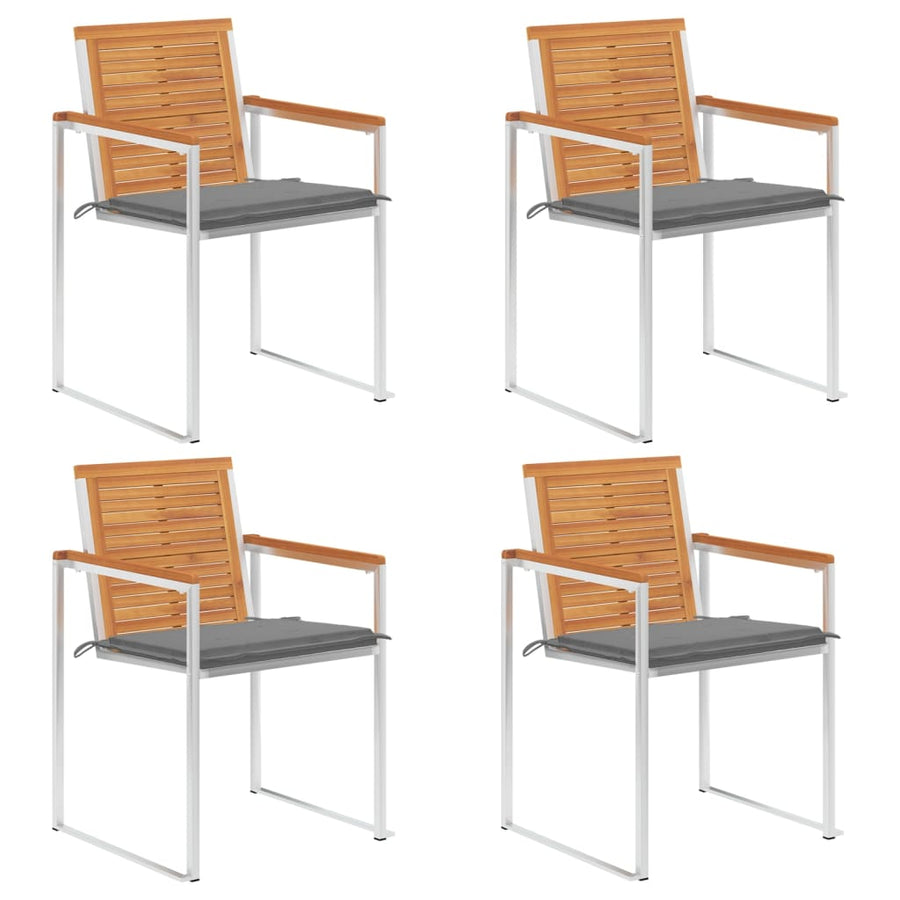 Tuinstoelen 4 St Met Kussens Massief Acaciahout Grijs
