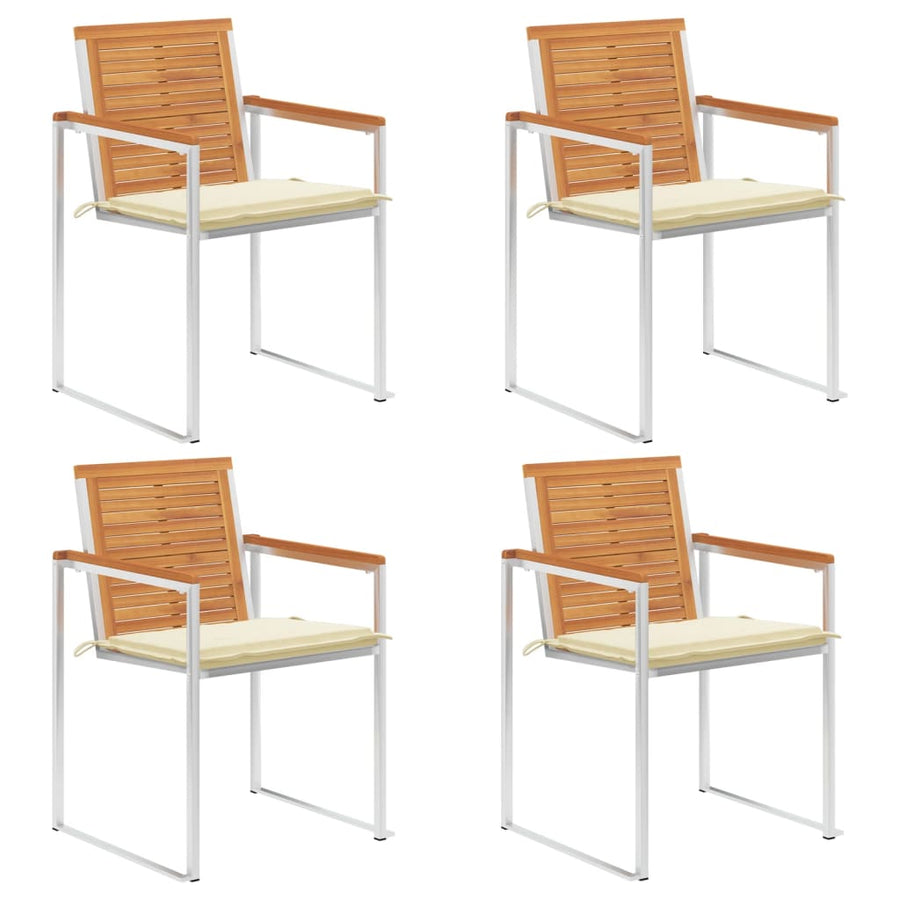 Tuinstoelen 4 St Met Kussens Massief Acaciahout Crème