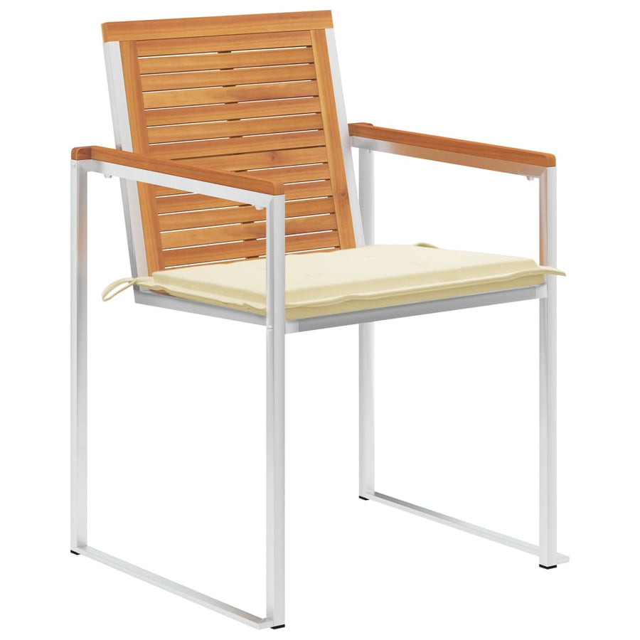 Tuinstoelen 4 St Met Kussens Massief Acaciahout Crème