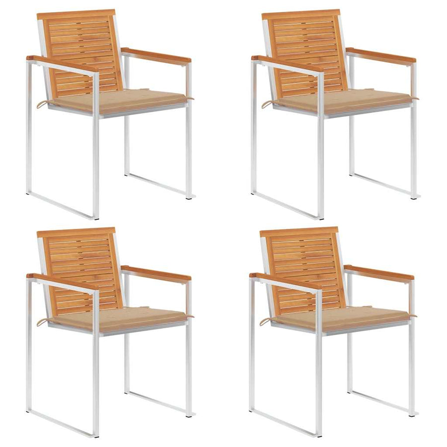 Tuinstoelen 4 St Met Kussens Massief Acaciahout Beige