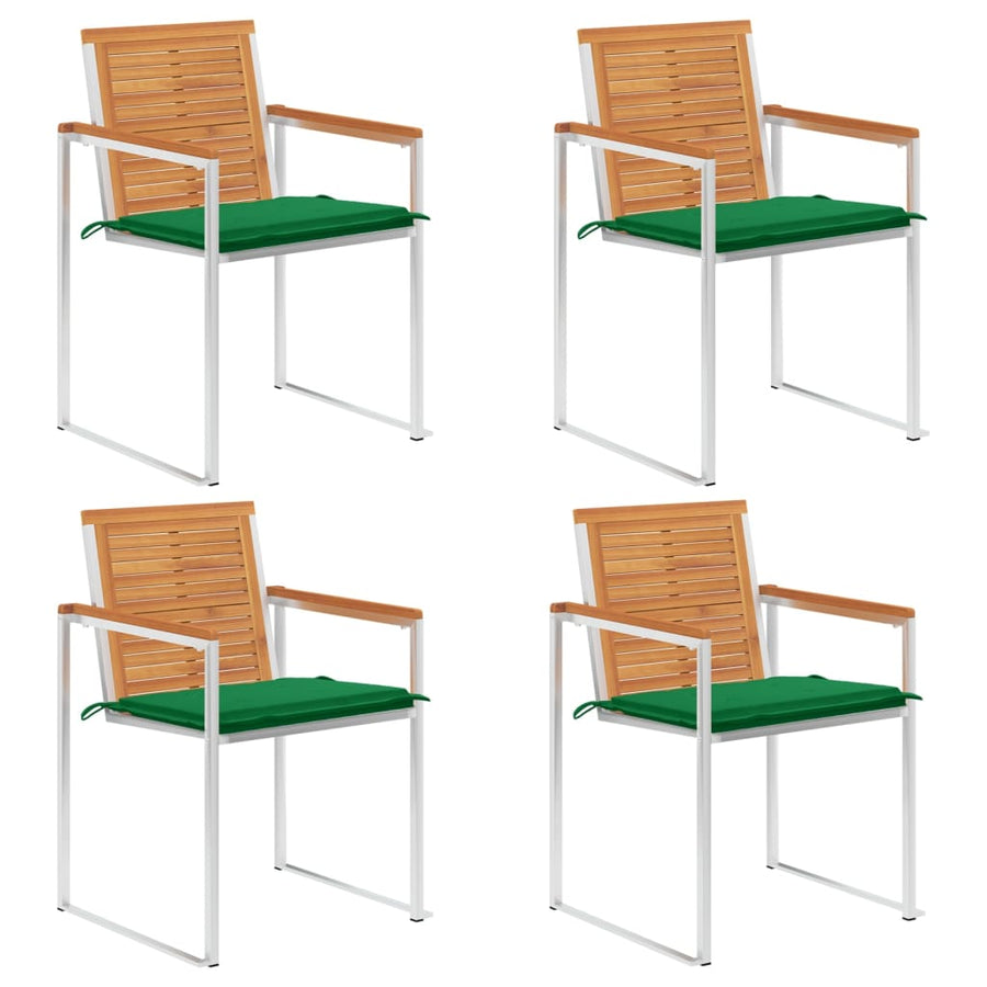 Tuinstoelen 4 St Met Kussens Massief Acaciahout Groen