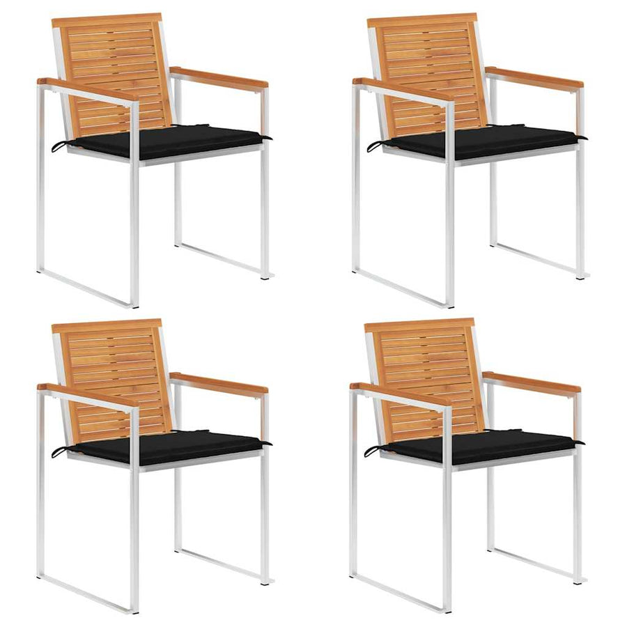 Tuinstoelen 4 St Met Kussens Massief Acaciahout Zwart