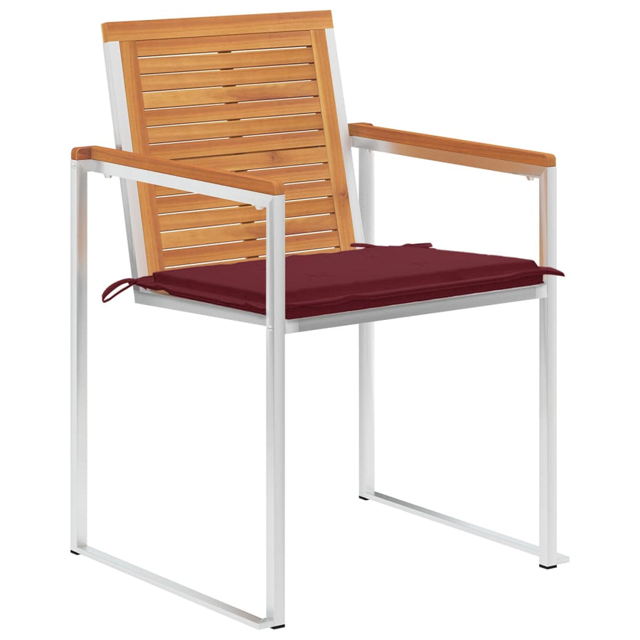 Tuinstoelen 4 St Met Kussens Massief Acaciahout Wijnrood