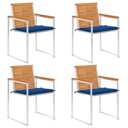 Tuinstoelen 4 st massief acaciahout met kussens