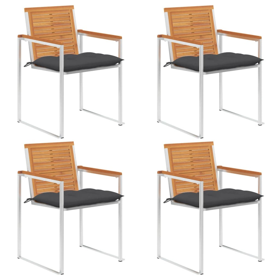 Tuinstoelen 4 St Met Kussens Massief Acaciahout Antraciet