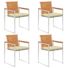Tuinstoelen 4 st massief acaciahout crème