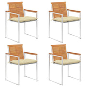 Tuinstoelen 4 st massief acaciahout crème