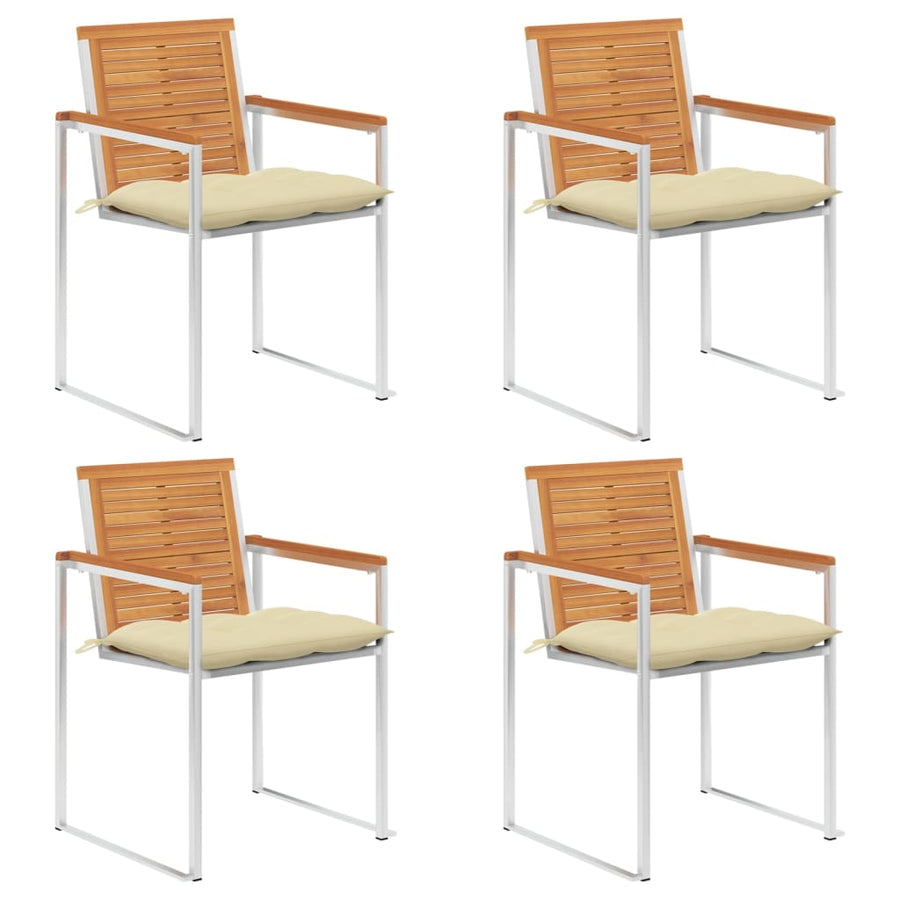 Tuinstoelen 4 St Met Kussens Massief Acaciahout Crème