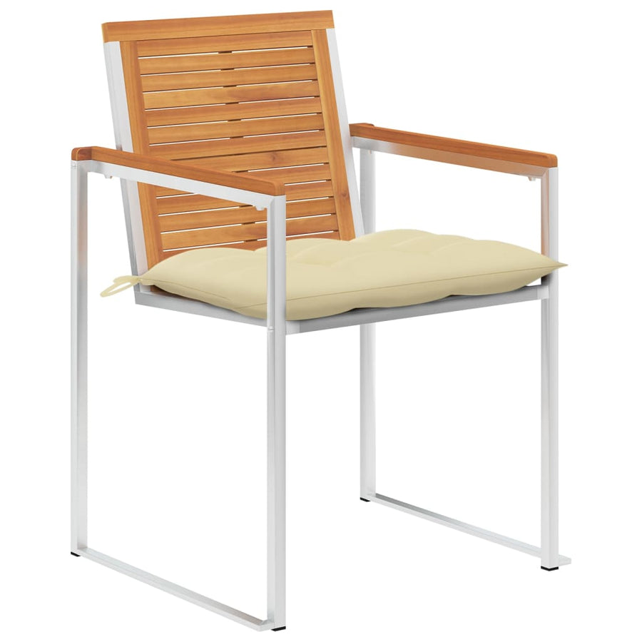 Tuinstoelen 4 St Met Kussens Massief Acaciahout Crème