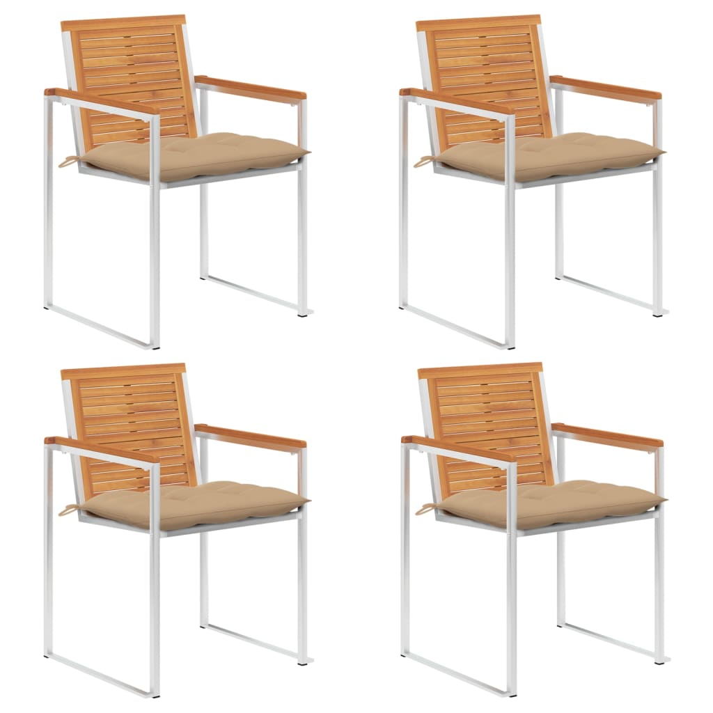 Tuinstoelen 4 St Met Kussens Massief Acaciahout Beige