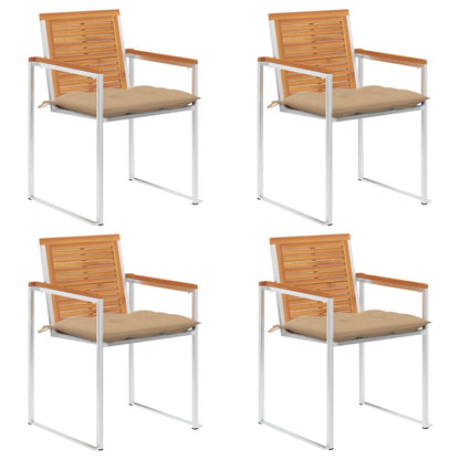 Tuinstoelen 4 St Met Kussens Massief Acaciahout Beige