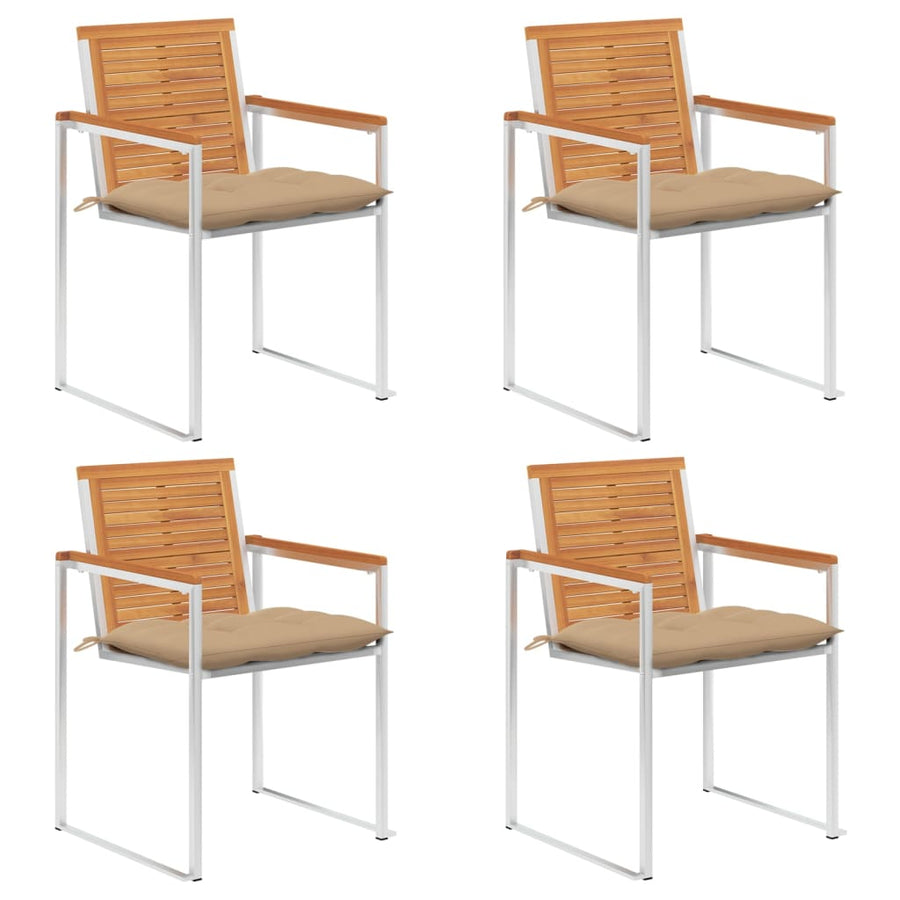 Tuinstoelen 4 St Met Kussens Massief Acaciahout Beige
