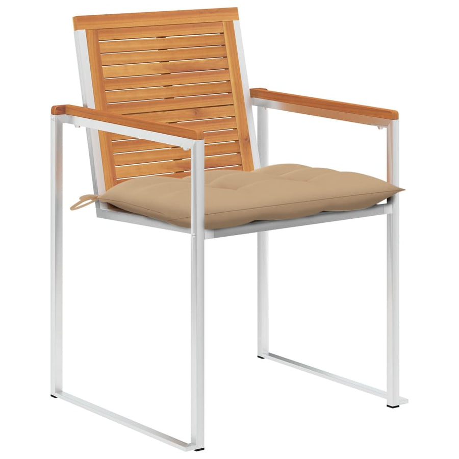 Tuinstoelen 4 St Met Kussens Massief Acaciahout Beige