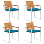 Garden chairs 4 pcs with cushions solid acacia wood