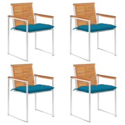 Tuinstoelen 4 st massief acaciahout lichtblauw