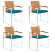Tuinstoelen 4 St Met Kussens Massief Acaciahout lichtblauw