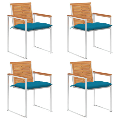 Tuinstoelen 4 St Met Kussens Massief Acaciahout lichtblauw