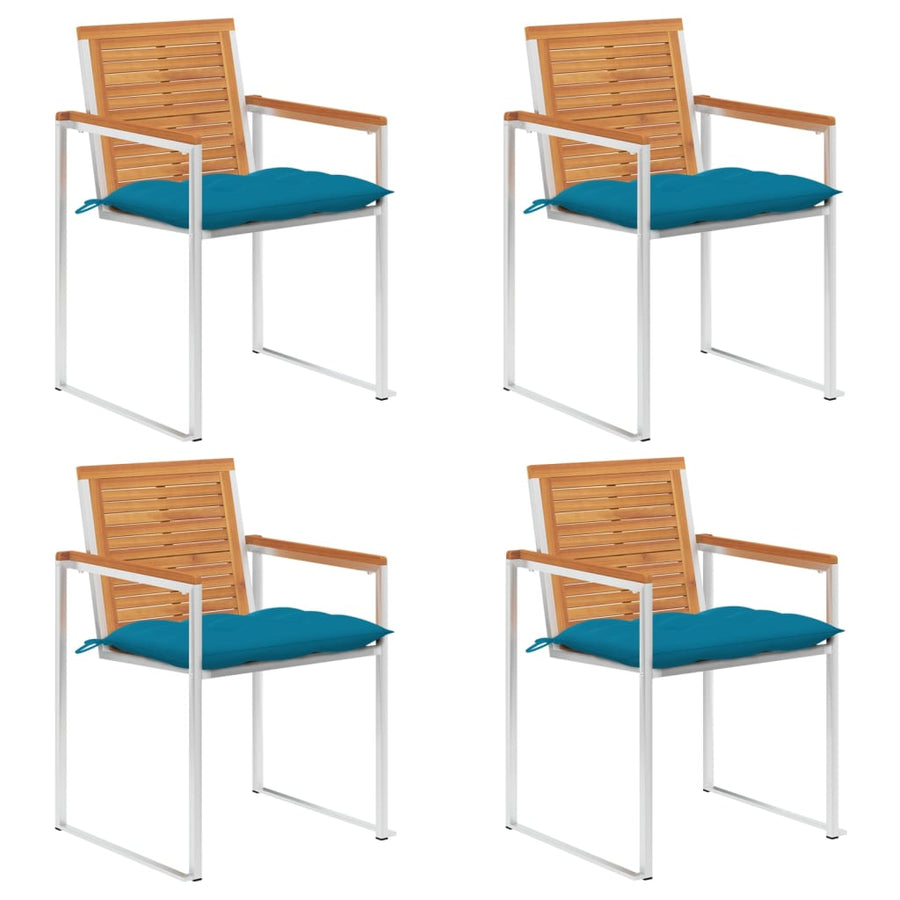 Tuinstoelen 4 St Met Kussens Massief Acaciahout lichtblauw