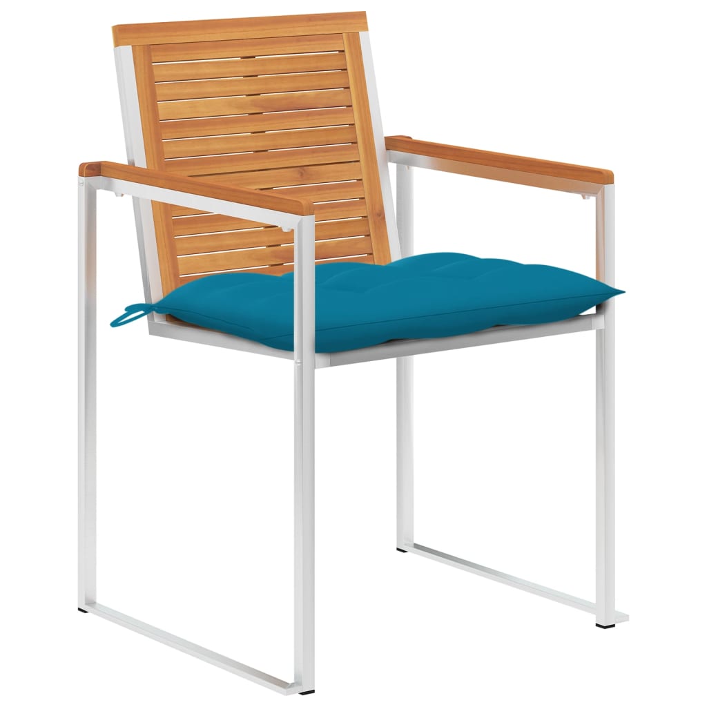Tuinstoelen 4 St Met Kussens Massief Acaciahout lichtblauw