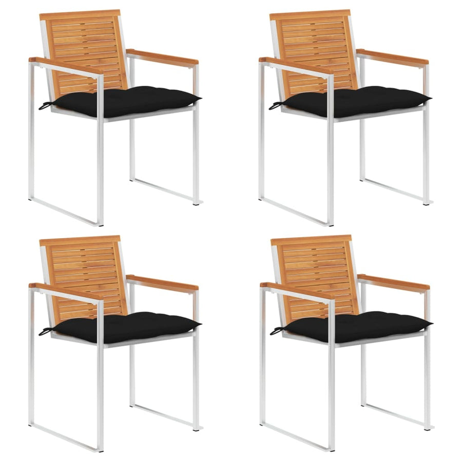 Tuinstoelen 4 St Met Kussens Massief Acaciahout Zwart