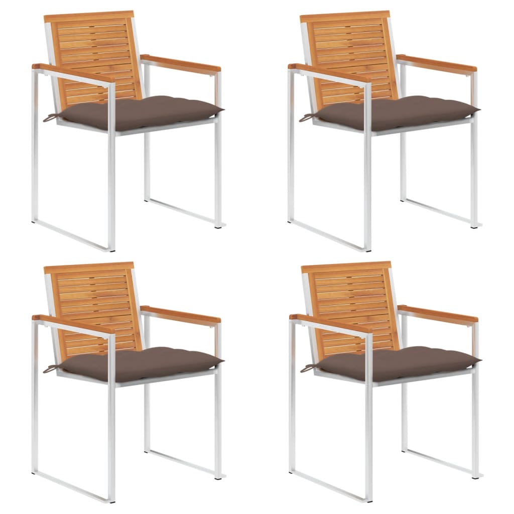 Tuinstoelen 4 St Met Kussens Massief Acaciahout Taupe