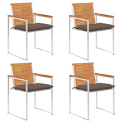 Tuinstoelen 4 st massief acaciahout met kussens