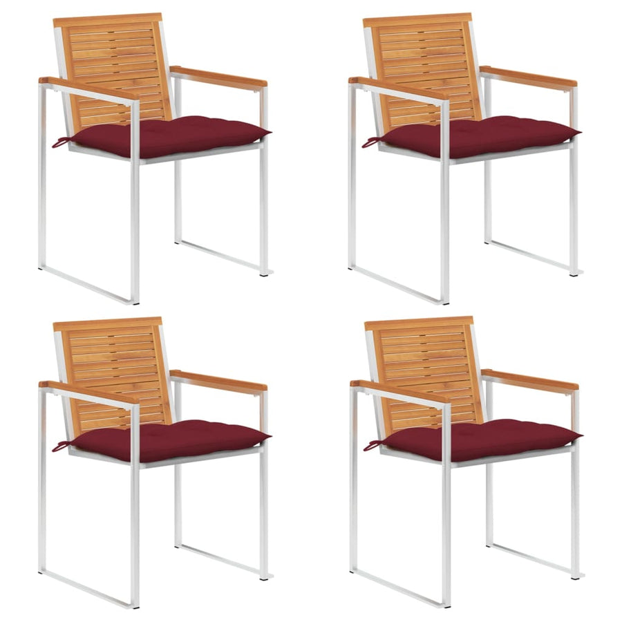 Tuinstoelen 4 St Met Kussens Massief Acaciahout Wijnrood